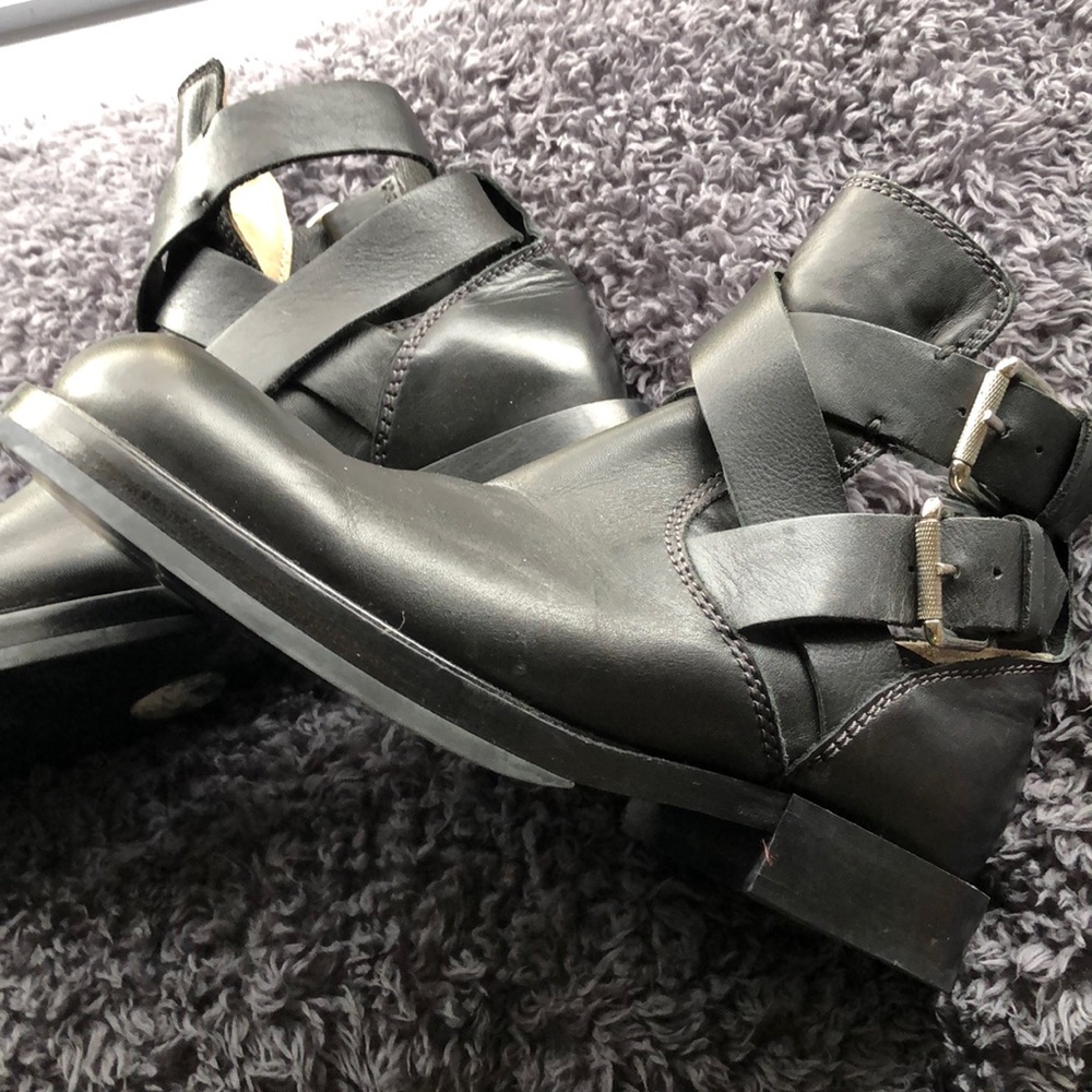 Black leather ankle boots